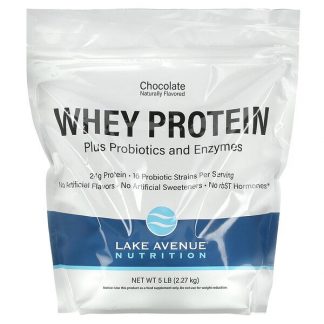 Lake Avenue Nutrition, Whey Protein + Probiotics, Chocolate, 5 lb Pouch (2,270 g)