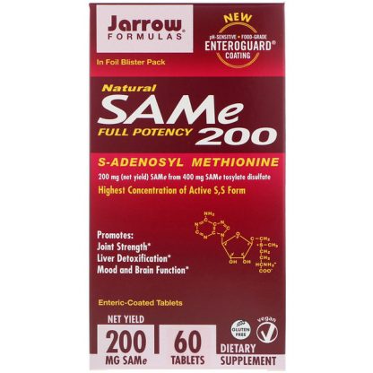 Jarrow Formulas, Natural SAM-e (S-Adenosyl-L-Methionine) 200, 200 mg, 60 Enteric-Coated Tablets