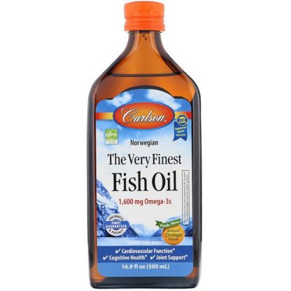 Carlson Labs, Norwegian, The Very Finest Fish Oil, Natural Orange Flavor, 1,600 mg, 16.9 fl oz (500 ml)