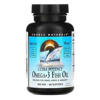 Source Naturals, Arctic Pure, Omega-3 Fish Oil, Ultra Potency, 850 mg, 60 Softgels