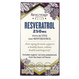 ReserveAge Nutrition, Resveratrol, 250 mg, 60 Veggie Capsules