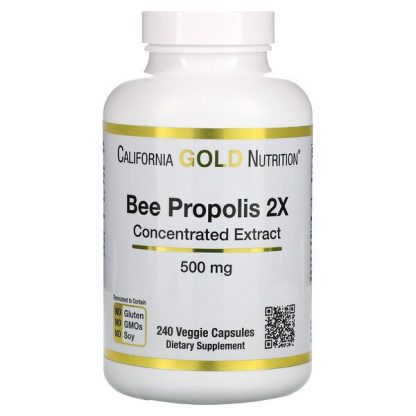 California Gold Nutrition, Bee Propolis 2X, Concentrated Extract, 500 mg, 240 Veggie Caps