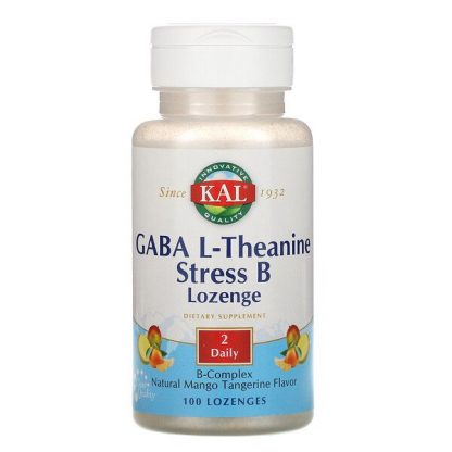 KAL, GABA L-Theanine Stress B Lozenge, Natural Mango Tangerine Flavor, 100 Lozenges