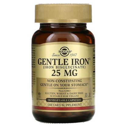 Solgar, Gentle Iron, 25 mg, 90 Vegetable Capsules