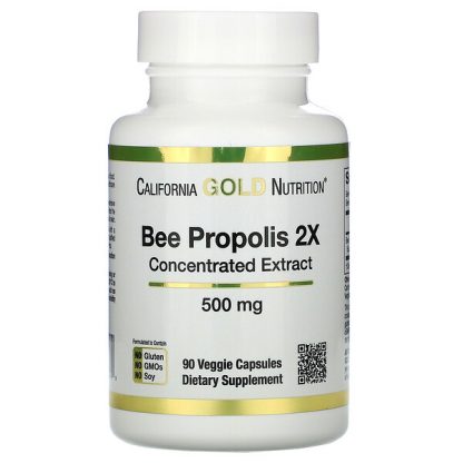 California Gold Nutrition, Bee Propolis 2X, Concentrated Extract, 500 mg, 90 Veggie Caps