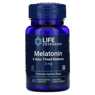 Life Extension, Melatonin, 6 Hour Timed Release, 3 mg, 60 Vegetarian Tablets