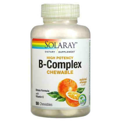 Solaray, High Potency Vitamin B-Complex with Vitamin C, Natural Orange, 50 Chewables