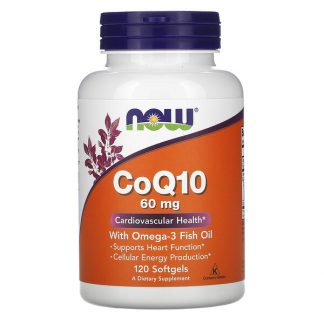 NOW Foods, CoQ10 with Omega-3 Fish Oil, 60 mg, 120 Softgels