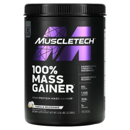 Muscletech, 100% Mass Gainer, Vanilla Milkshake, 5.15 lbs (2.33 kg)