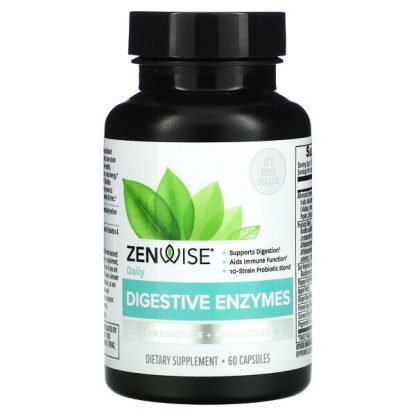 Zenwise Health, Digestive Enzymes with Prebiotic + Probiotics, 60 Capsules