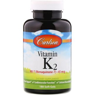 Carlson Labs, Vitamin K2 MK-7 (Menaquinone-7), 45 mcg, 180 Soft Gels