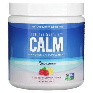 Natural Vitality, CALM, The Anti-Stress Drink Mix, Plus Calcium, Raspberry-Lemon, 8 oz (226 g)