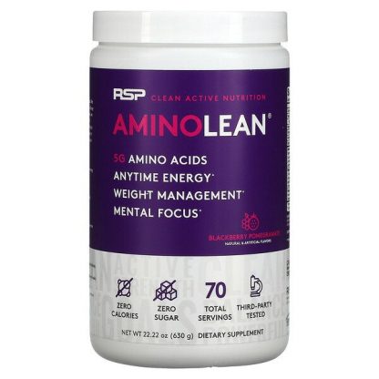 RSP Nutrition, AminoLean, Amino Acids + Anytime Energy, Blackberry Pomegranate, 22.22 oz (630 g)