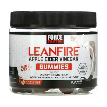 Force Factor, LeanFire, Apple Cider Vinegar Gummies with Mother, Apple Cider Naturally Flavored, 60 Gummies