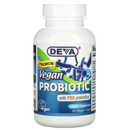 Deva, Premium Vegan Probiotic with FOS Prebiotic, 90 Vegan Caps