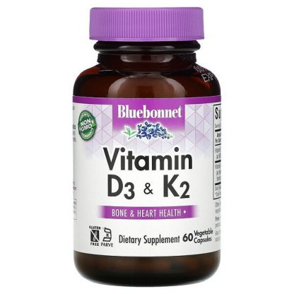 Bluebonnet Nutrition, Vitamin D3 & K2, 60 Vegetable Capsules