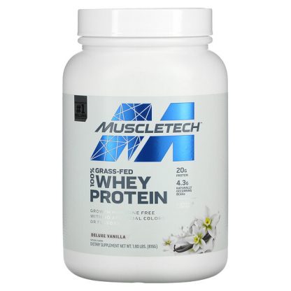 Muscletech, 100% Grass-Fed Whey Protein, Deluxe Vanilla, 1.8 lbs (816 g)