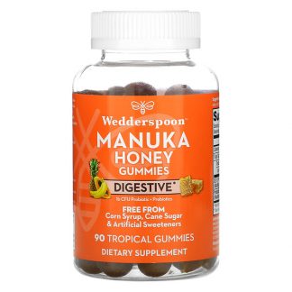 Wedderspoon, Manuka Honey Gummies, Digestive, Tropical , 90 Gummies