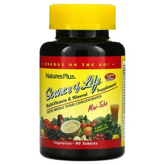 NaturesPlus, Source Of Life, Multi-Vitamin & Mineral Supplement with Whole Food Concentrates, 90 Mini-Tablets