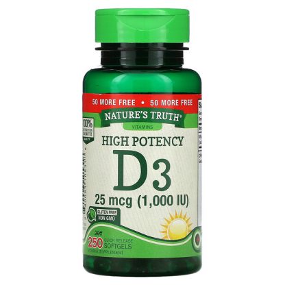 Nature's Truth, High Potency Vitamin D3, 25 mcg (1,000 IU), 250 Quick Release Softgels