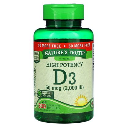 Nature's Truth, High Potency Vitamin D3, 50 mcg (2,000 IU), 300 Quick Release Softgels