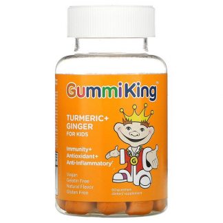 GummiKing, Turmeric + Ginger For Kids, Immunity + Antioxidant + Anti-Inflammatory, Mango, 60 Gummies