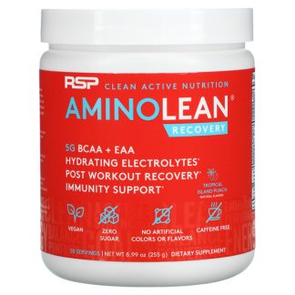 RSP Nutrition, AminoLean Recovery, Tropical Island Punch, Caffeine Free, 8.99 oz (255 g)