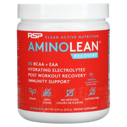 RSP Nutrition, AminoLean Recovery, Tropical Island Punch, Caffeine Free, 8.99 oz (255 g)