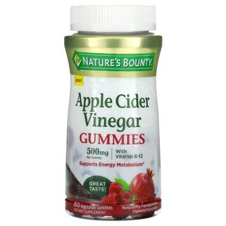 Nature's Bounty, Apple Cider Vinegar Gummies, Raspberry Pomegranate, 500 mg, 60 Vegetarian Gummies