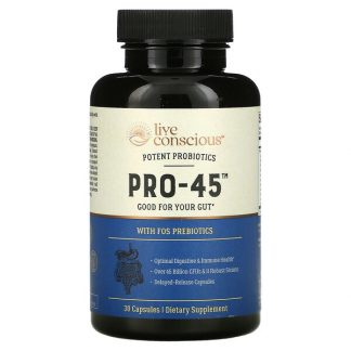 Live Conscious, Pro-45, With FOS Prebiotics, 30 Capsules