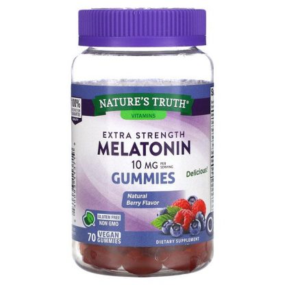 Nature's Truth, Melatonin, Extra Strength, Natural Berry, 5 mg, 70 Vegan Gummies