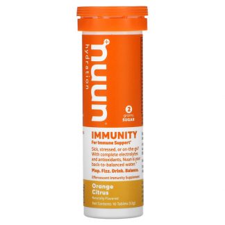 Nuun, Hydration, Immunity, Effervescent Immunity Supplement, Orange Citrus, 10 Tablets