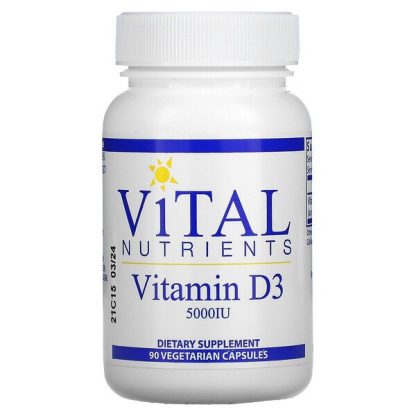 Vital Nutrients, Vitamin D3, 5,000 IU, 90 Vegetarian Capsules