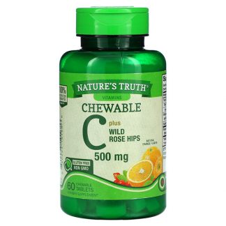 Nature's Truth, Chewable Vitamin C Plus Wild Rose Hips, Natural Orange, 500 mg, 60 Chewable Tablets