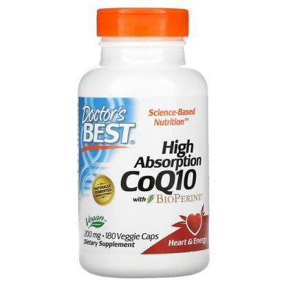 Doctor's Best, High Absorption CoQ10 with BioPerine, 200 mg, 180 Veggie Caps