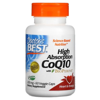 Doctor's Best, High Absorption CoQ10 with BioPerine, 200 mg, 60 Veggie Caps