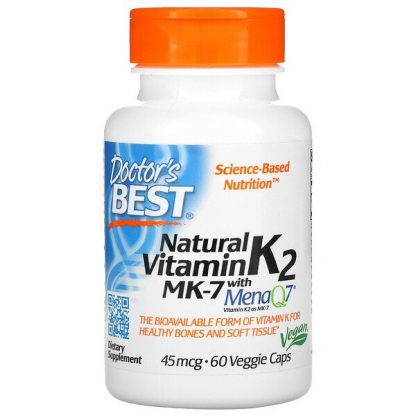 Doctor's Best, Natural Vitamin K2 MK-7 with MenaQ7, 45 mcg, 60 Veggie Caps