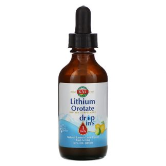 KAL, Lithium Orotate Drops, Natural Lemon Lime Flavor, 2 fl oz (60 ml)