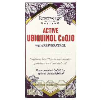 ReserveAge Nutrition, Active Ubiquinol CoQ10 with Resveratrol, 60 Liquid Capsules