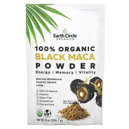 Earth Circle Organics, 100% Organic Black Maca Powder, 8 oz (226.7 g)