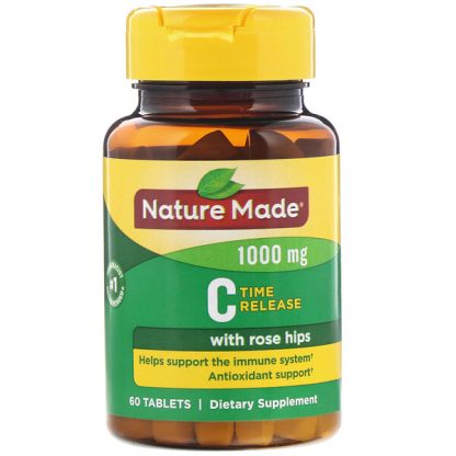 Nature Made, Vitamin C with Rose Hips, Time Release, 1,000 mg, 60 Tablets