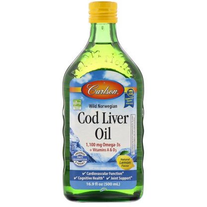 Carlson Labs, Wild Norwegian, Cod Liver Oil, Natural Lemon Flavor, 16.9 fl oz (500 ml)