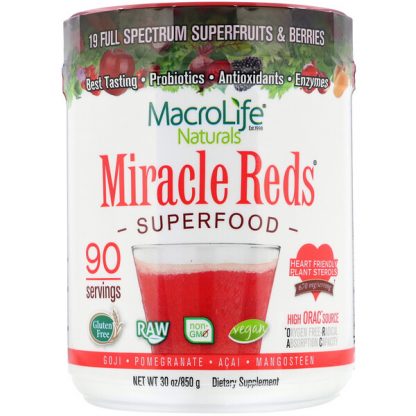 Macrolife Naturals, Miracle Reds, Superfood, Goji-Pomegranate-Acai-Mangosteen, 1.9 lbs (850 g)