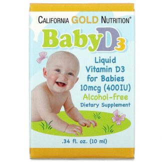 California Gold Nutrition, Baby Vitamin D3 Liquid, 10 mcg (400 IU), 0.34 fl oz (10 ml)