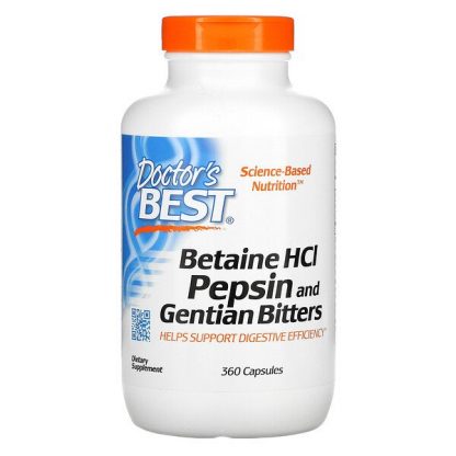 Doctor's Best, Betaine HCL, Pepsin and Gentian Bitters, 360 Capsules