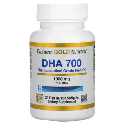 California Gold Nutrition, DHA 700 Fish Oil, Pharmaceutical Grade, 1,000 mg, 30 Fish Gelatin Softgels