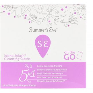 Summer's Eve, 5 in 1 Cleansing Cloths, Island Splash, 16 Individually Wrapped Cloths