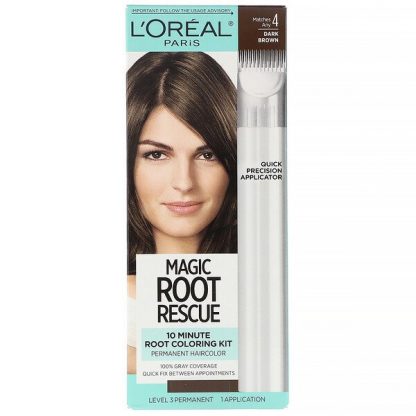 L'Oreal, Magic Root Rescue, 10 Minute Root Coloring Kit, 4 Dark Brown, 1 Application