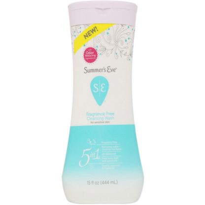 Summer's Eve, 5 in 1 Cleansing Wash, Fragrance Free, 15 fl oz (444 ml)