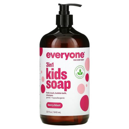 Everyone, 3 In 1 Kids Soap, Body Wash, Bubble Bath, Shampoo, Berry Blast, 32 fl oz (946 ml)